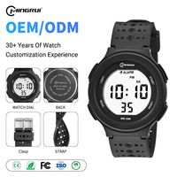 MINGRUI Jam Tangan Digital Sport Pria Wanita 30M Tahan Air Tipis Ultra Ramping 36g Bercahaya Alarm Bunyi Jam Setiap Jam TPU 5 Warna OEM