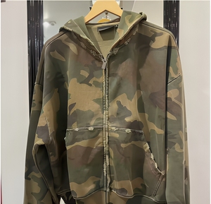 YUCHEN Manufacturer Custom Hoddie Hombre Dtg Printed Cotton French Terry Zip up Camouflage <strong>Camo</strong> Acid Wash Distressed <strong>Hoodie</strong> <strong>Men</strong> - Product Image 1