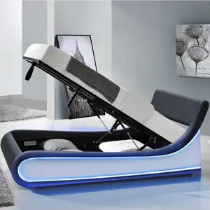 <span class=keywords><strong>Cama</strong></span> Moderna con Sistema de Elevación a Gas y Almacenamiento, Tamaño Doble, en Blanco y Negro, Fabricada con PU, Precio de Fábrica OEM y ODM, para Muebles de Dormitorio - Product Image 1