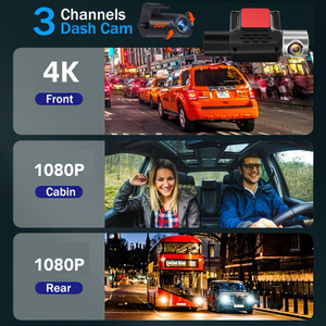 Caméra de tableau de bord 4K 2 pouces 3 caméras Caméra de tableau de bord à capteur G avec vision nocturne Wifi Boîte noire de voiture DVR 3ch pour caméra de tableau de bord avant et arrière 4K - Product Image 6