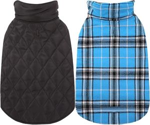 Azul Plaid <span class=keywords><strong>Dog</strong></span> Inverno Casaco Grosso Quente Outdoor Pet Roupas para Tempo Frio Elegante Checkered <span class=keywords><strong>Jacket</strong></span> - Product Image 1