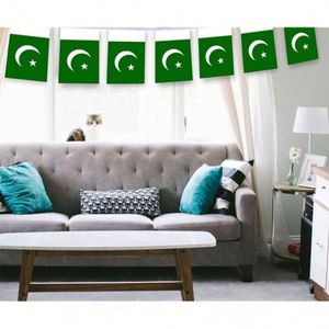 Hot Selling Polyester Pakistan Bunting 5.5*8 Inch String <b>Flag</b> National Banner of Pakistani for Outdoor Indoor Decoration - Product Image 3
