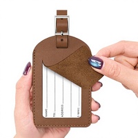 Étiquettes de bagage de voyage de luxe en cuir véritable souple, faites à la main, durables, pour sac à dos, valise, sac à main, élégantes et protectrices de la vie privée