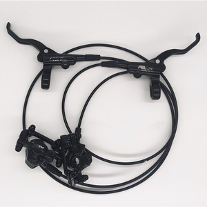 Juego de frenos de disco hidráulicos delanteros y traseros para bicicleta de montaña, calibre de aluminio forjado con aceite mineral, palanca de 2 dedos, color negro - Product Image 1