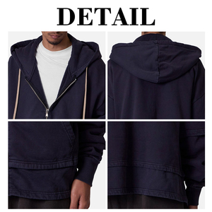 Custom Double Layers <b>Zip</b> <b>Up</b> Hoodie Men's Oversized Heavyweight Streetwear Hood <b>Jacket</b> Factory Wholesale - Product Image 6