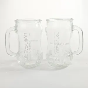 Bán Hot 250ml 8.3oz rõ ràng Glass Beer Mugs cup với xử lý tùy chỉnh