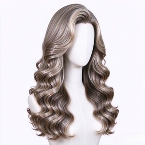 วิกผมแท้สีน้ำตาลประกายเทา แบบลอนยาว แสกข้าง - Product Image 2