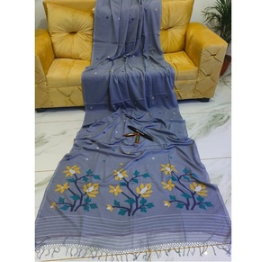 Sari en coton tissé à la main Jamdani de qualité supérieure, élégant, mode ethnique indienne, sari pour les fêtes et les occasions spéciales - Product Image 6