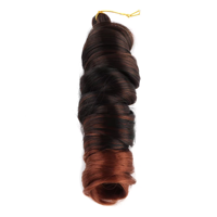 Extensions de cheveux synthétiques bouclées à la française, couleur brun doré, 22-28 pouces, tresses élastiques au crochet