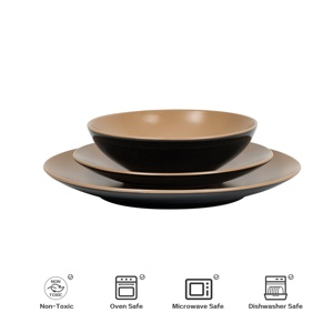 Darkbeige Elegant Cookware Plates Simple Design Stoneware Ceramic Dishes Plates With Coffee Mugs Practical Dinnerware Sets - Product Image 3