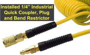 10FT PU шланг для подачи воздуха 1/<span class=keywords><strong>4</strong></span> "ID | 1/<span class=keywords><strong>4</strong></span>" промышленный быстрый соединитель и штекер + ограничитель изгиба | Анти-изгиб желтый - Product Image 3