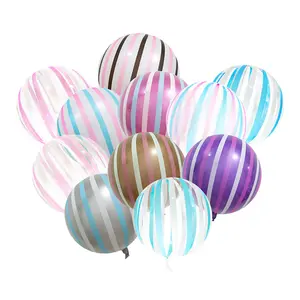 Hot Selling Products 2023 Birthday Party Decoration Globos Solid White Red Gold Stripe Transparent Bobo Bubble Balloon