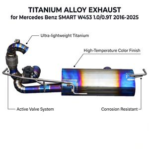 Vortex Blue Titanium Valved Catback <b>Exhaust</b> for SMART W453 1.0 0.9T 2016-2025 with Cylindrical Silencer and Sound Valve - Product Image 1