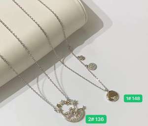 Collar de acero inoxidable Chapado en platino redondo cuadrado de circón al por mayor de joyería Xuping, venta al por mayor de Zircon - Product Image 6