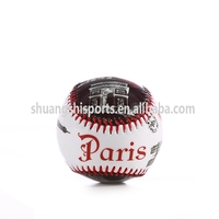Balle de baseball professionnelle 9 ''en cuir de vache 15%-30% remplissage en laine Double noyau de liège rembourré Logo personnalisé balle de baseball officielle