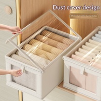 Boîte de rangement moderne en tissu Oxford écologique avec couvercle et fenêtre, grand organisateur de vêtements pour armoire, tiroir et chaussures
