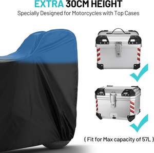 मेसोरोक सार्वभौमिक फिट पंक्तिबद्ध मोटरसाइकिल कवर ऑक्सफर्ड वाटरप्रूफ फोल्डेबल आउटडोर मोटरसाइकिल कवर - Product Image 6