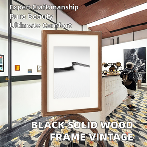 Black Oak Solid Wooden UV Printed 10" Photo <b>Frame</b> with Modern <b>Design</b> for Home Decoration Living Room <b>Wall</b> Mounted - Product Image 2