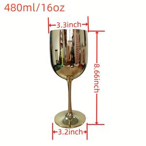 Calici da Vino Rosso da 16oz in Plastica Infrangibile Riutilizzabile Placcata <span class=keywords><strong>Oro</strong></span> Lucido, Flûte da Champagne per Feste e Matrimoni - Product Image 5