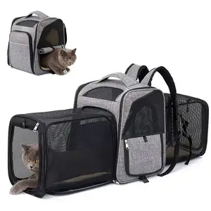 両面で承認された航空会社拡張可能なキャリングペット猫キャリア旅行製品猫犬用の取り外し可能なフリースパッド付き