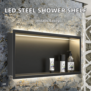 Étagère de <span class=keywords><strong>douche</strong></span> encastrée en acier inoxydable 304, <span class=keywords><strong>niche</strong></span> de salle de bain intégrée moderne, étagères de salle de bain étanches, niches de <span class=keywords><strong>douche</strong></span> d'angle pour hôtel et spa avec éclairage - Product Image 1