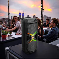 DJ Outdoor Laris Manis dengan Bass untuk Karaoke, Dual 4-Inch Portabel untuk Speaker dengan Pengisian Daya USB dan Lampu LED RGB