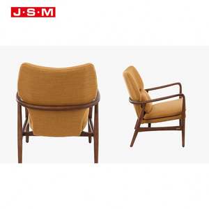 Muebles franceses Hotel Sala de estar Monoblock Amarillo Respaldo alto Sillón de madera - Product Image 2