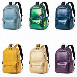 Custom Logo Fashion Holographic Iridescent Pu Leather Women's <b>Backpack</b> Waterproof Lightweight <b>Ladies</b> Daily Daypack <b>Backpack</b> - Product Image 3