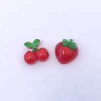 Dekorasi Seni Buah Resin Kawaii Baru 3D Aksesoris Gantungan Resin Stroberi Ceri