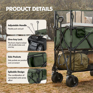 300LB Large Capacity Mesh Foldable Roll Container <b>Camping</b> Trailer Portable Four-Wheel OEM Utility Cart Outdoor Hiking - Product Image 4