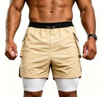 Pantalones Cortos Deportivos Reversibles 2 en 1 para Hombre, de Poliéster y Elastano, con Logotipo Personalizado OEM, Tallas Grandes, con Costuras Planas, Ecológicos, para Fisicoculturismo, Gimnasio y Running