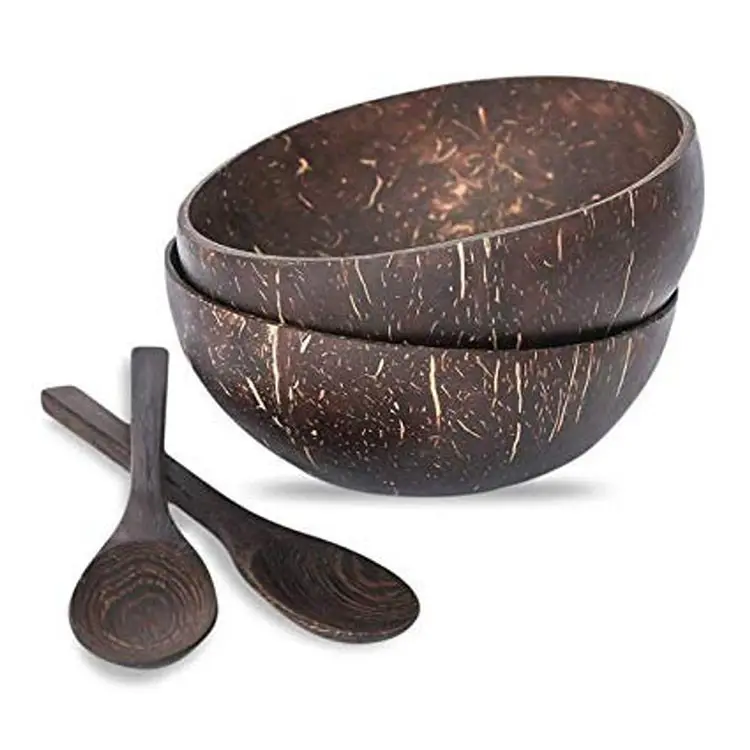Eco-Friendly Bowl Set 36 Decorative For Shells Food And Fruit Coconut Handcrafted Bowls Wooden Spoon Sets 2021 New Arrival