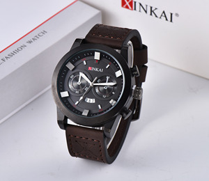para hombre reloj de acero inoxidable de <span class=keywords><strong>vige</strong></span> correa de cuero logotipo personalizado reloj cronógrafo movimiento cronógrafo auto - Product Image 5