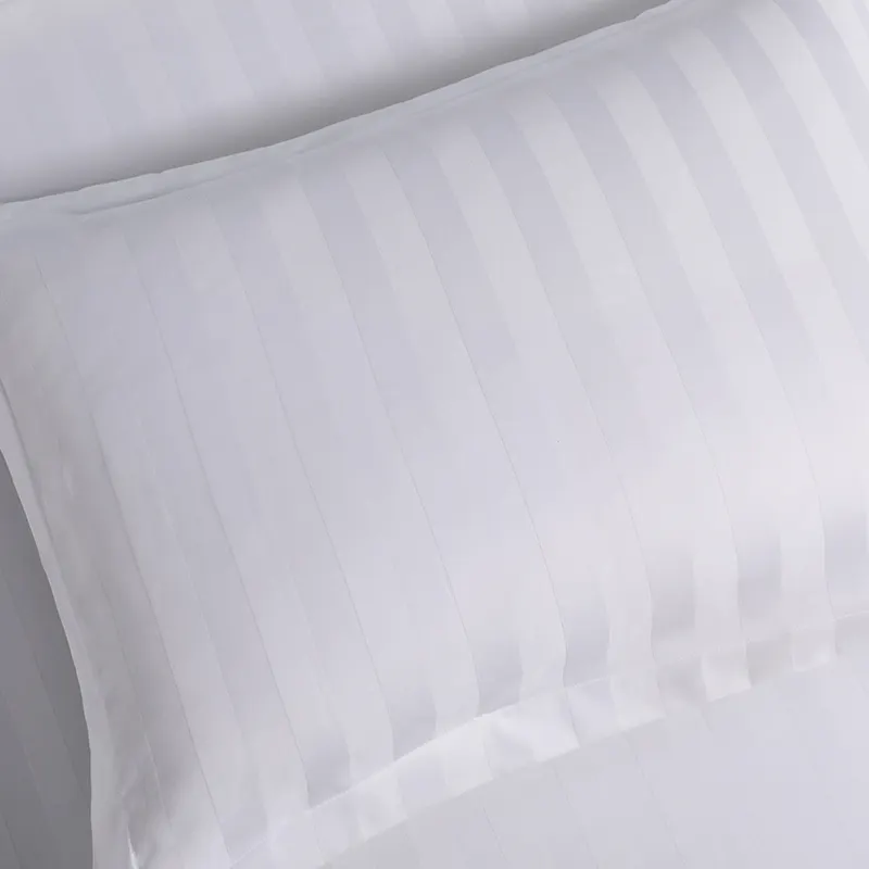 Warna putih 250T 40*40 145*95 100% garis katun 3cm seprai kain untuk seprai tempat tidur