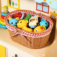 Panier de courses portable, durable, multifonctionnel, flexible, rustique en rotin PP avec poignées pour le rangement des fruits, légumes et jouets 27X32X14CM