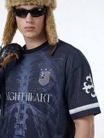 T-shirt Homme Uni à Col Rond et Manches Courtes, Imprimé Numérique avec Logos Lettres Streetwear, en Maille Ajustée, Séchage Rapide, Respirant, Couleur Foncée