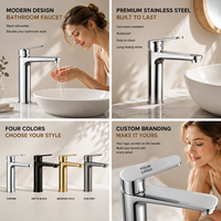 Robinet de lavabo en acier inoxydable à montage sur plan, eau chaude et froide, pour salle de bain, idéal pour les projets – Vente directe usine