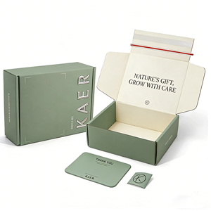 Caixa de Envio Personalizada de Papelão Ondulado Dobrável com Fita de Rasgar e Fecho Autoadesivo Impressa com Logotipo para Presente - Product Image 1