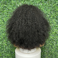 Perruque en cheveux humains bouclés afro crépus à 200 % de densité, avec fermeture en dentelle 4x4, 16 pouces, courte, bouclée et volumineuse, pour femmes noires africaines, en cheveux vierges