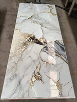 Panneau mural en PVC marbré brillant et coloré, feuille de marbre UV