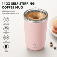 Mug à café auto-mélangeur en acier inoxydable 304 de 14 oz avec mélangeur magnétique, rechargeable par USB, bouteille d'eau intelligente personnalisable
