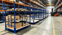 Étagère de stockage d'entrepôt empilable personnalisée, étagère à palettes pliable en acier robuste avec base en contreplaqué pour le stockage en usine
