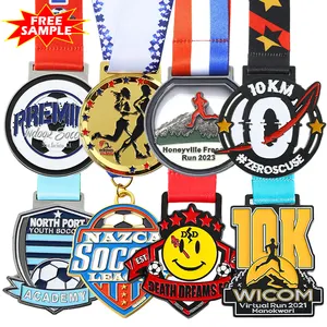 Medaglia personalizzata del produttore medaglia d'oro basket calcio calcio medaglia in lega di zinco 3d Sport Running 5k 10k 21k Marathon Medal