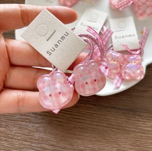 ยางรัดผมเด็กลายผีเสื้อลายตารางสีชมพูน่ารักใหม่ - Product Image 3