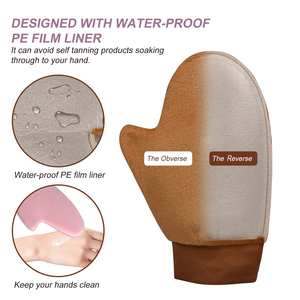 Manopla de Bronceado de Terciopelo de Lujo de Doble Cara con Logotipo Personalizado y Orificio para el Pulgar - Product Image 2
