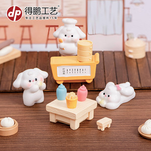 Dp Miniatura de puesto de desayunos para perros, accesorios de resina para casa de muñecas con panecillas y patatas fritas - Product Image 3