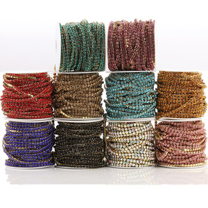 Cadena de acero inoxidable con diamantes de imitación de 3 mm, circonita cúbica chapada para la fabricación de pulseras, accesorios de joyería H1445 - Product Image 1