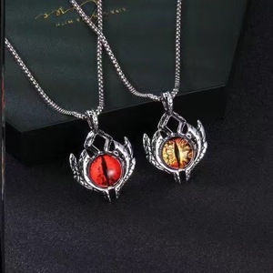 Collares de cadena de caja de acero inoxidable estilo punk y hip-hop para hombre, con colgante geométrico de ojo turco, joyería para fiesta - Product Image 4