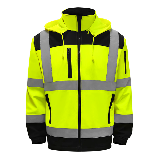 Durable Windproof Waterproof Safe Warm Comfortable Wear Zipper Closure Softshell Jacket with Fleece Lining Safety Clothing