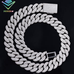 Heavy Piece Hip Hop 22MM Full Iced Out Gran <span class=keywords><strong>Moissanite</strong></span> Cadena elevada S925 Chapado en oro rosa VVS Diamante Collar de cadena de eslabones cubanos - Product Image 4